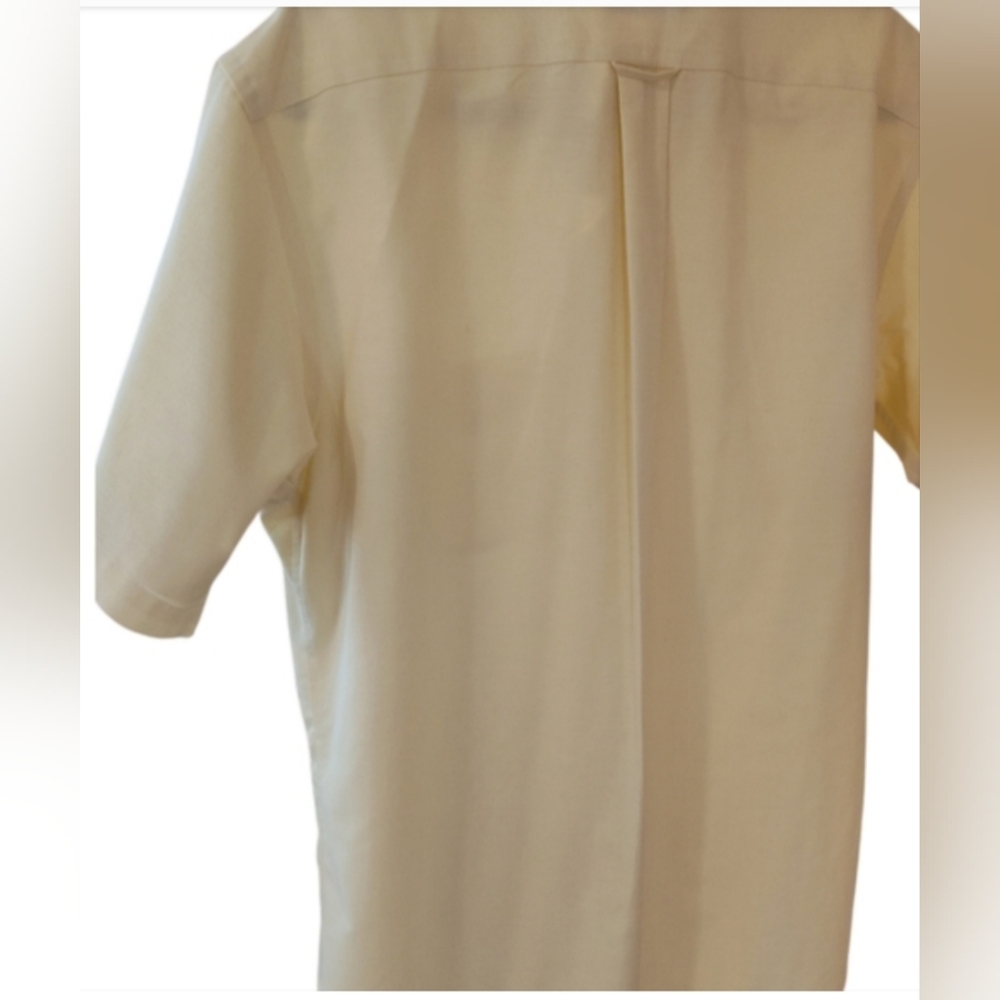 Stafford Classic Fit Soft Yellow Men's Button Down Shirt Short Sleeve 16.6 Neck - Picture 2 of 5